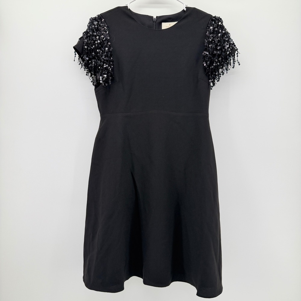 Kate Spade New York Womens Black Sequin Fringe Sleeve Dress‎ Size 2 NJMU8314